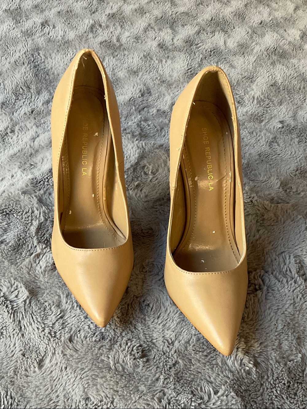 Shoe Republic LA Beige Pointed Toe Pumps